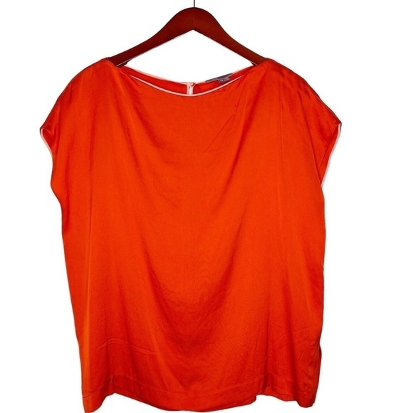 VINCE Silk Keyhole Button Back Blouse Top Size XS in Orange - Picture 13 of 14
